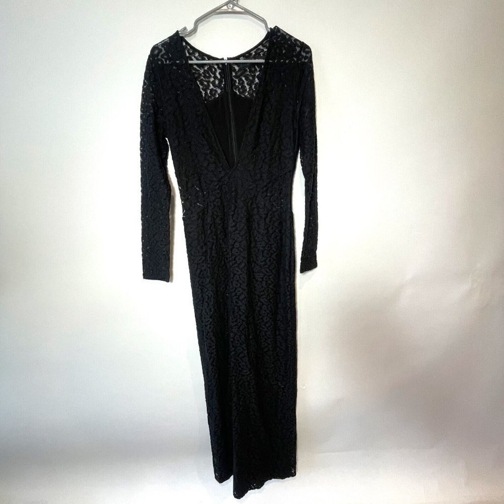 House of Harlow 1960 x Revolve Lace Maxi Midi Dress S Black Long Sleeve V-neck - Picture 1 of 9